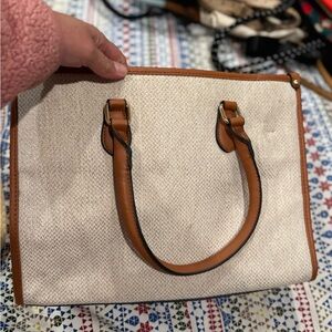 Elegant Cream and Tan Women's Handbag